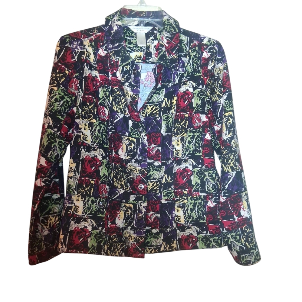 Christopher & Banks Red and Green Floral Blazer